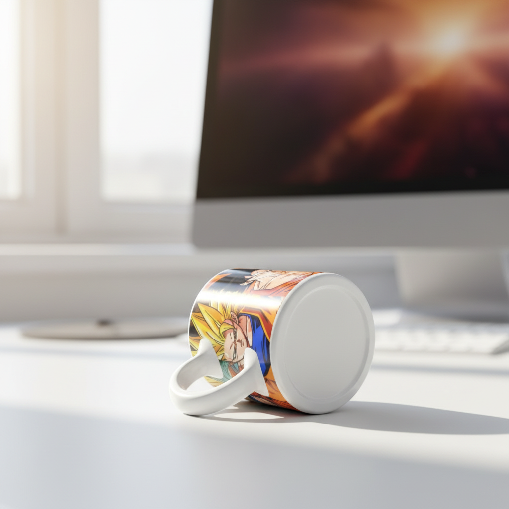 Mug with anime character design on a white background