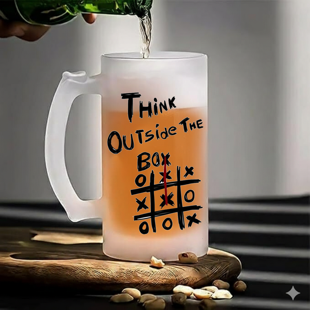 Think Outside The Box Frosted Beer Mug
