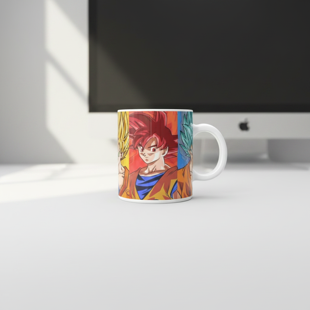 Mug with anime character design on a white background