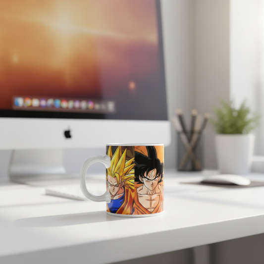 Mug with anime character design on a white background