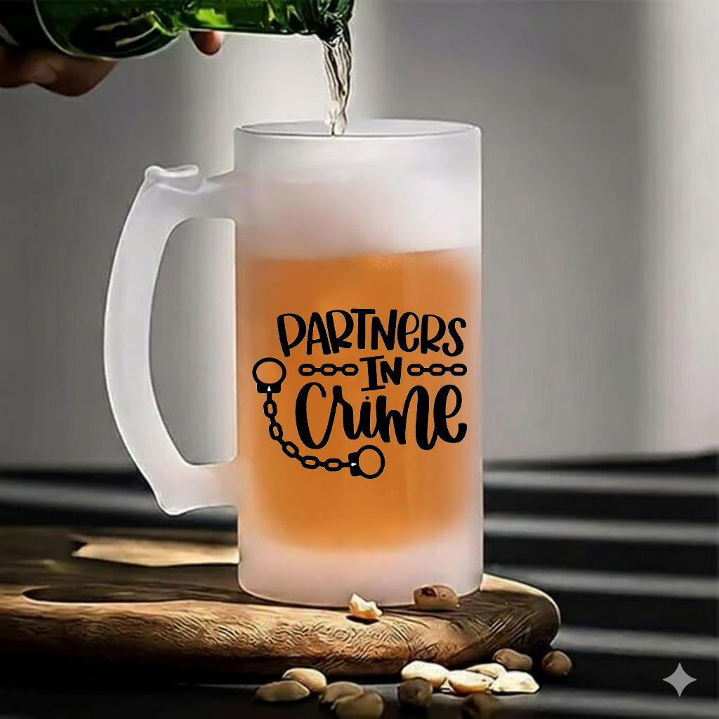 Partners in Crime Frosted Beer Mug