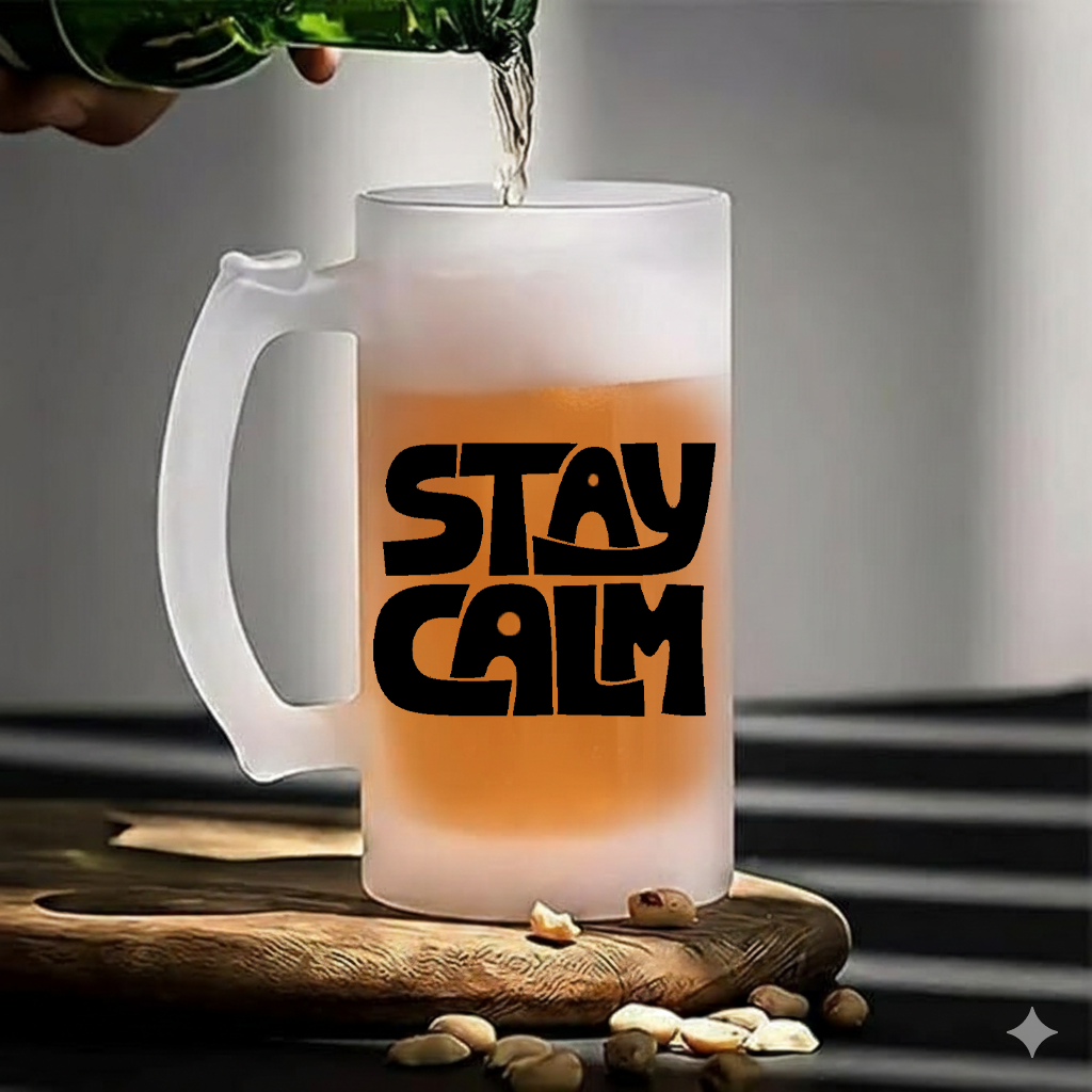 Stay Calm Frosted Beer Mug